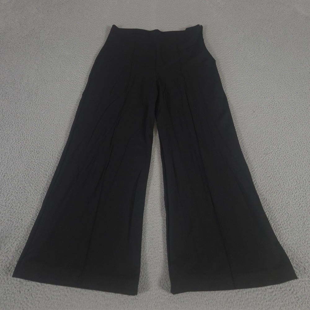 Ripley Rader Pants Womens 3+ Black Wide Leg Ponte Knit Pleated High Rise Zipper